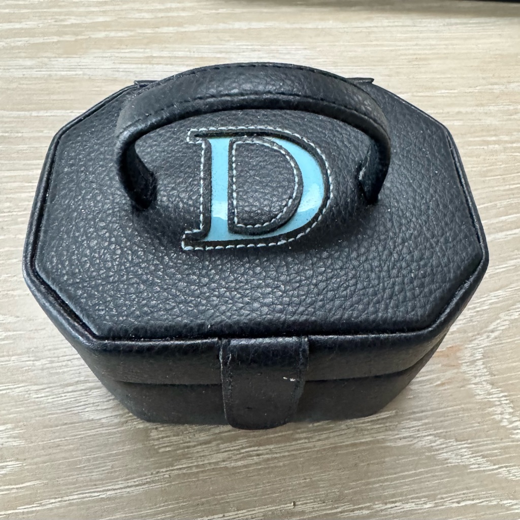 Black Leather Jewelry Box With Blue Initial